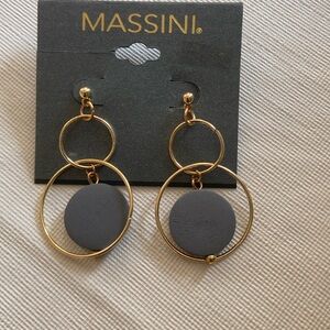 Gold and Grey Colored Tiered Earrings